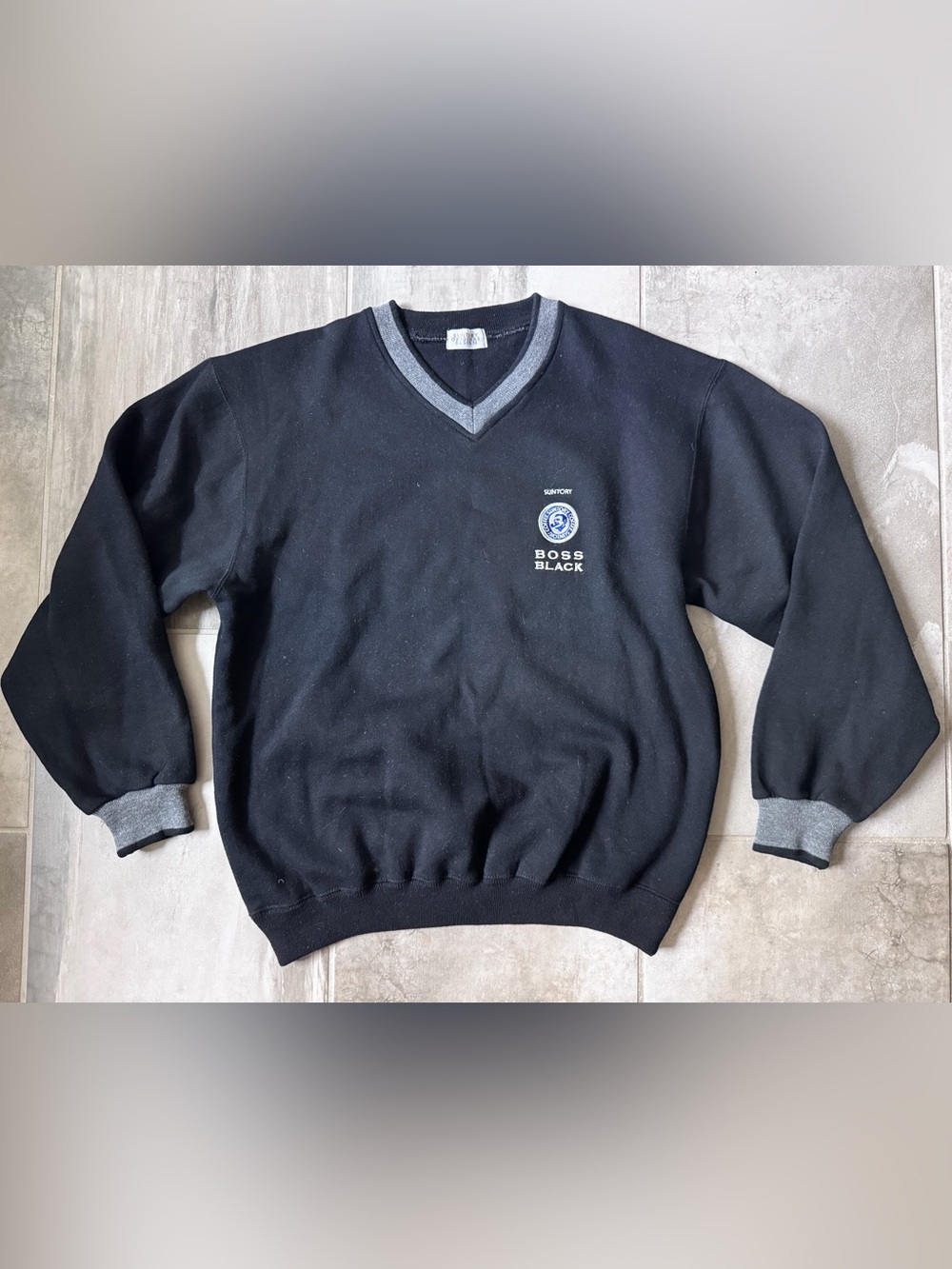 Suntory Boss Black Coffee Vintage Japanese V Neck Sweater S-M
